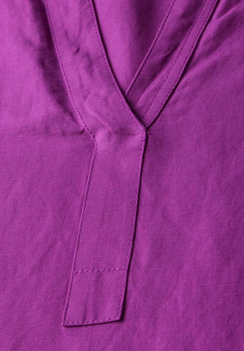 Split Neck Leinenmix Kleid
