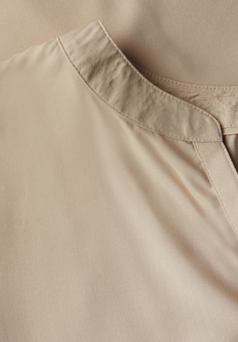 Split Neck Bluse in Unifarbe