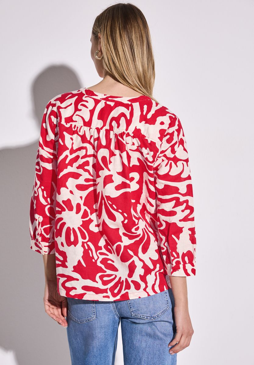 Gemusterte Leinenmix-Bluse