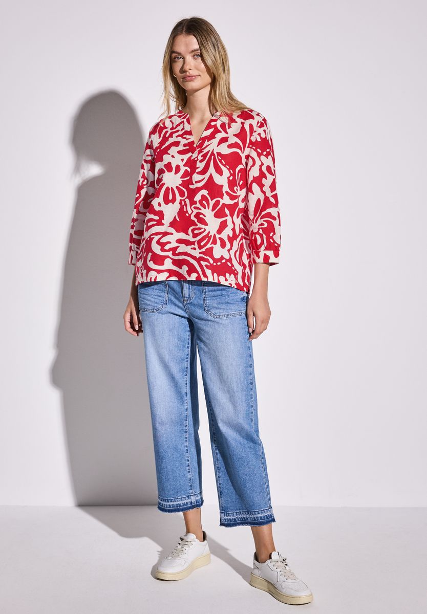 Gemusterte Leinenmix-Bluse