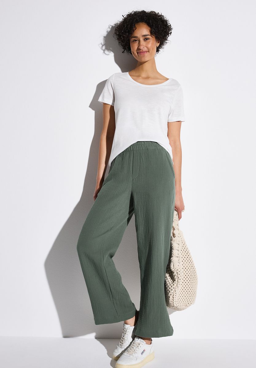 Wide Leg Musselin Hose