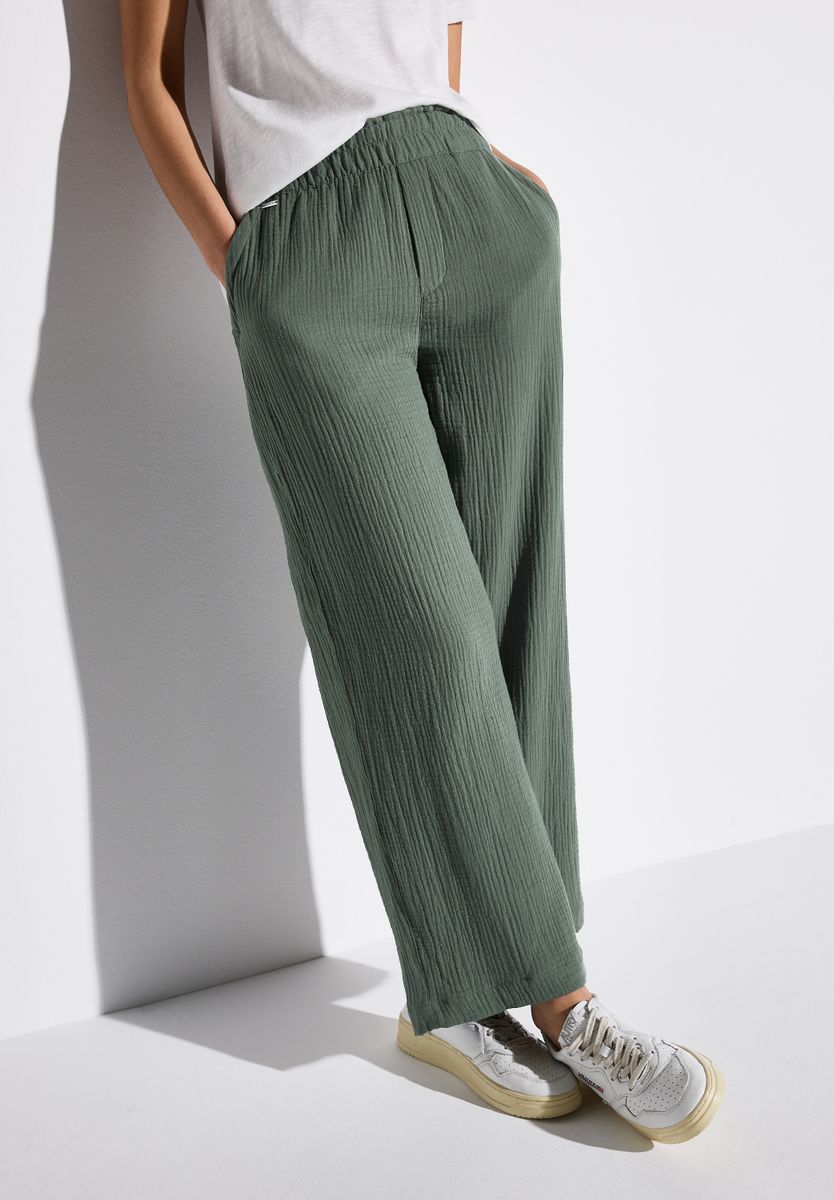 Wide Leg Musselin Hose