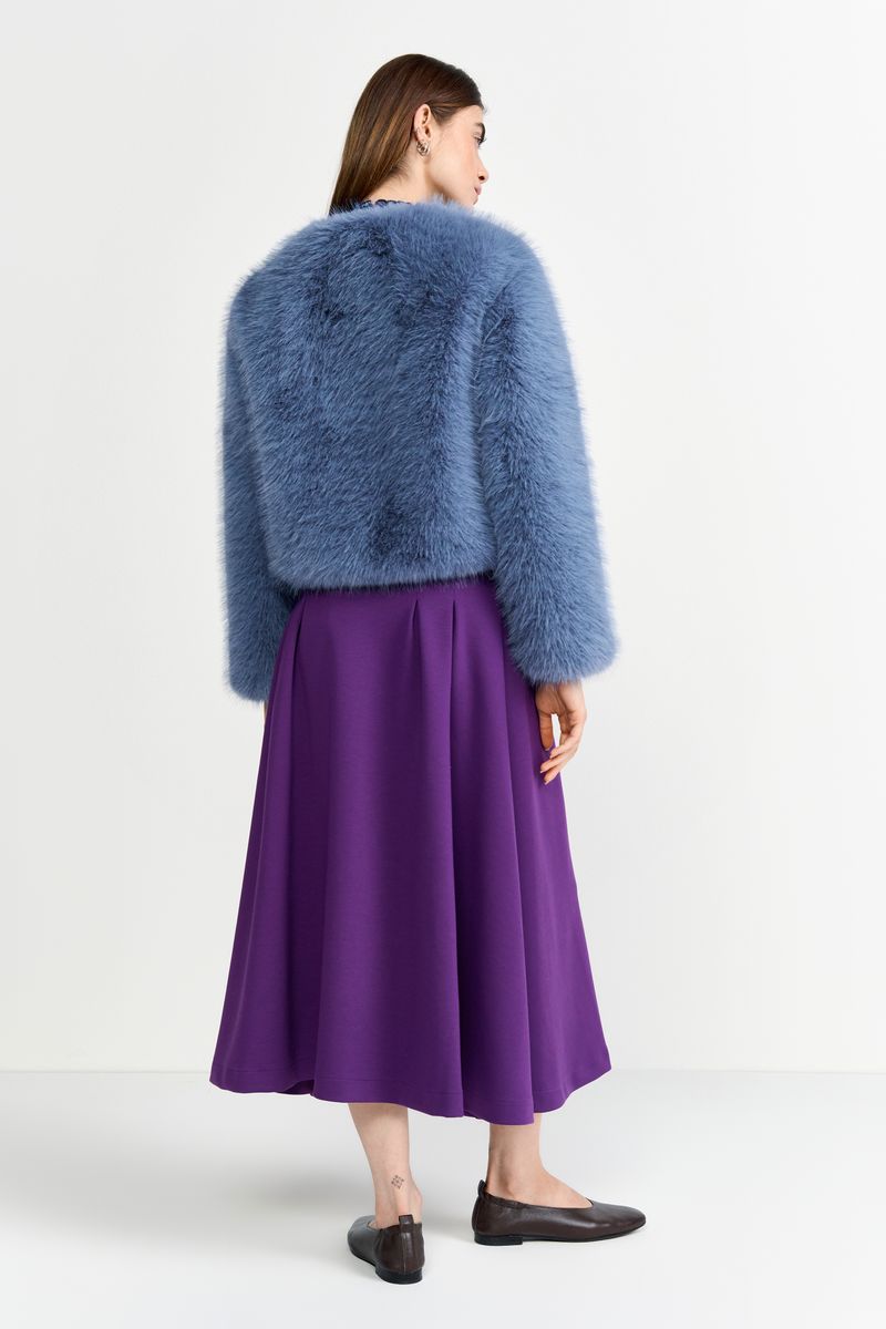 Cropped Long Hair Faux Fur Jacket
