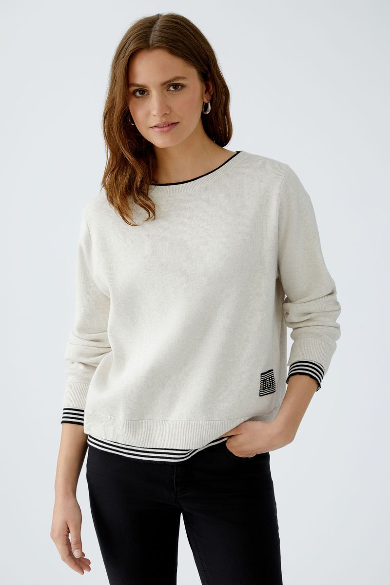 LEEZA Pullover reine Baumwolle
