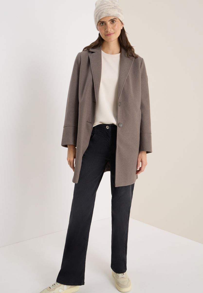 Woll-Optik Revers-Mantel
