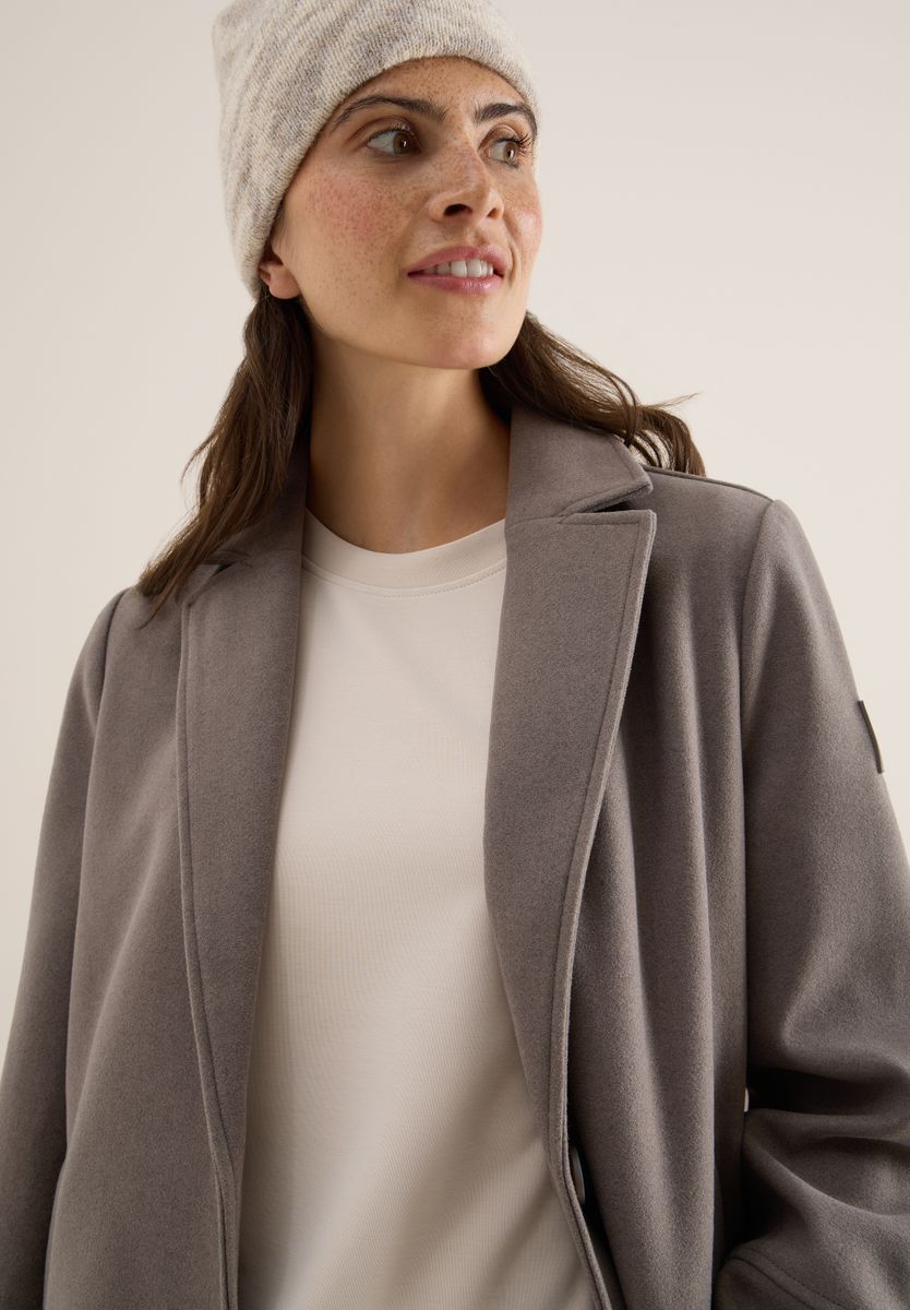 Woll-Optik Revers-Mantel