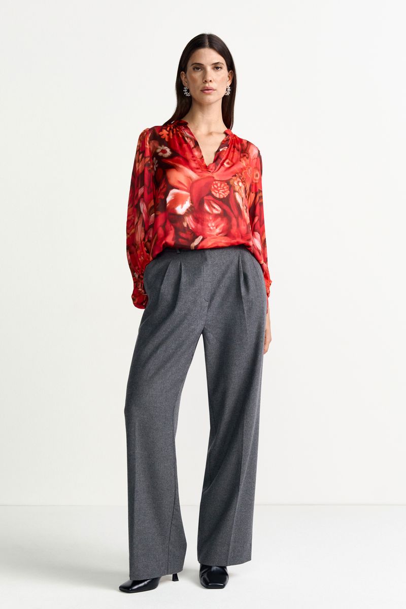 Printed V-Neck Blouse