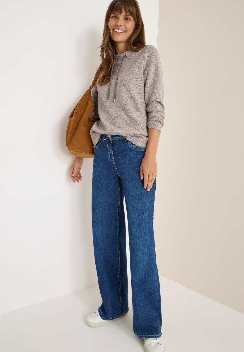 Funnelneck Melange Rippshirt