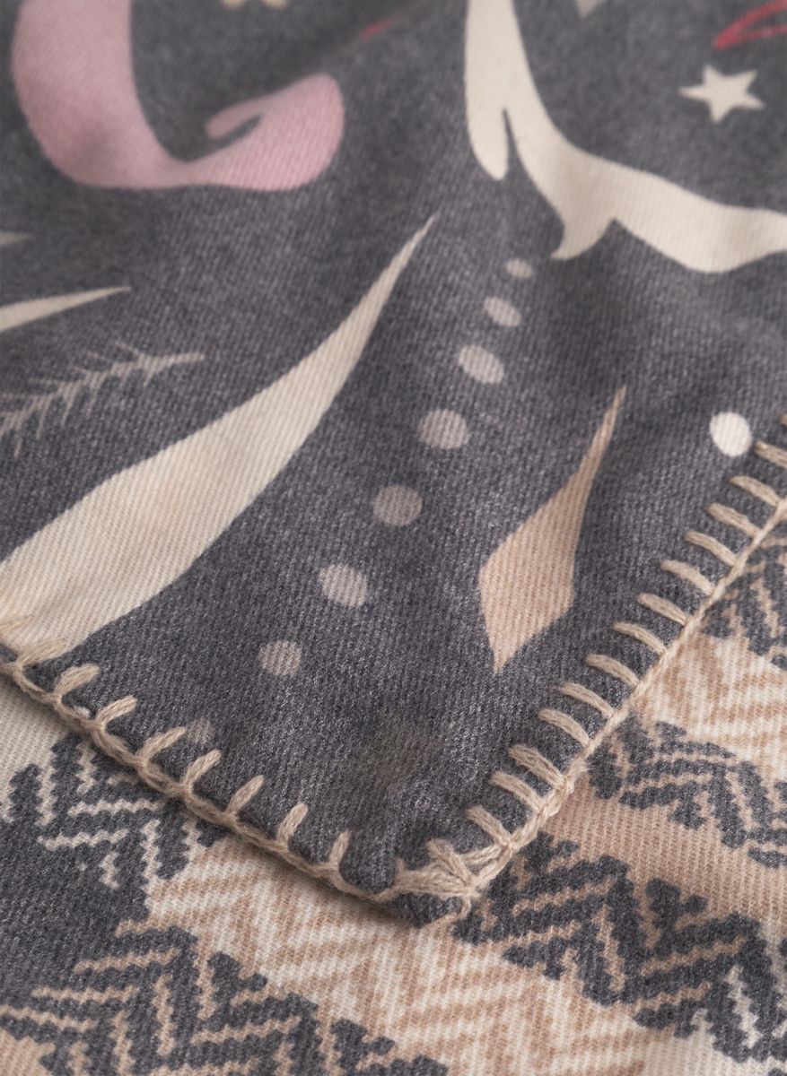 kaschmirweiches Dreieckstuch mit gedruckten winterlichen Motiven