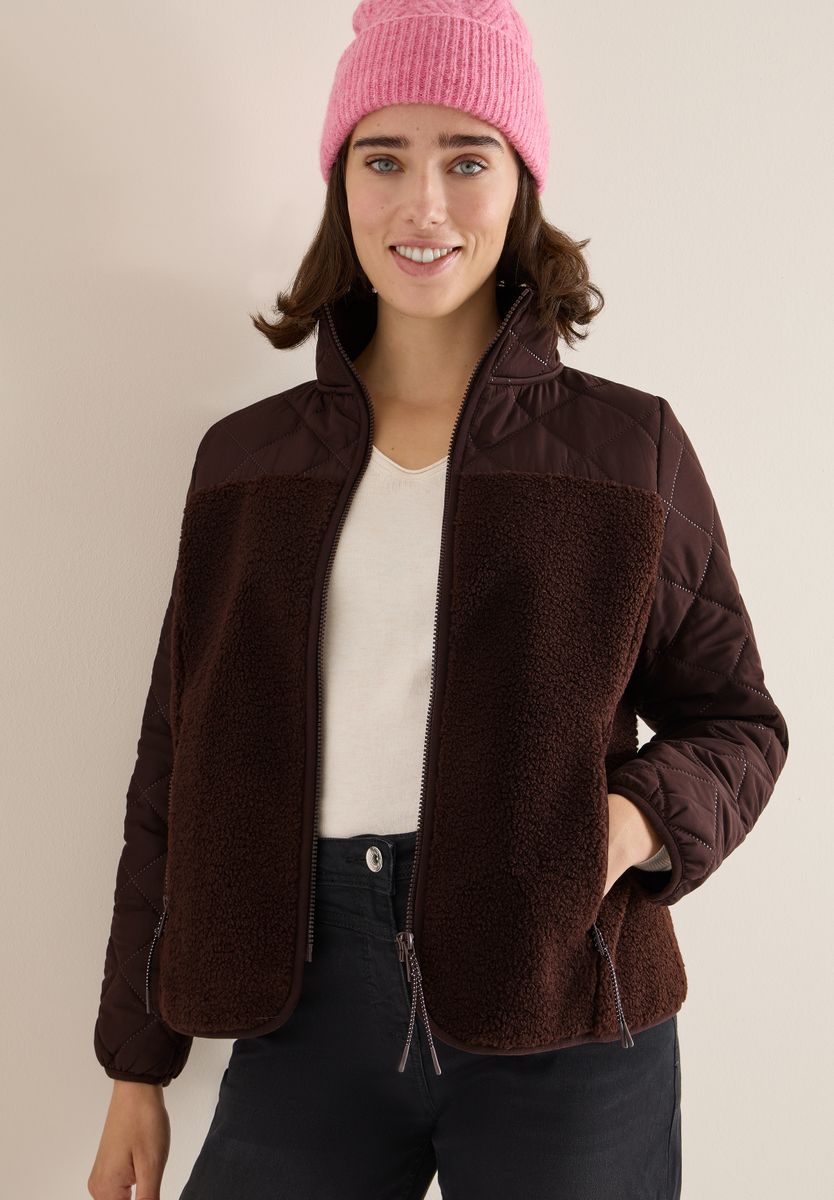 Teddy-Jacke mit Steppdetails