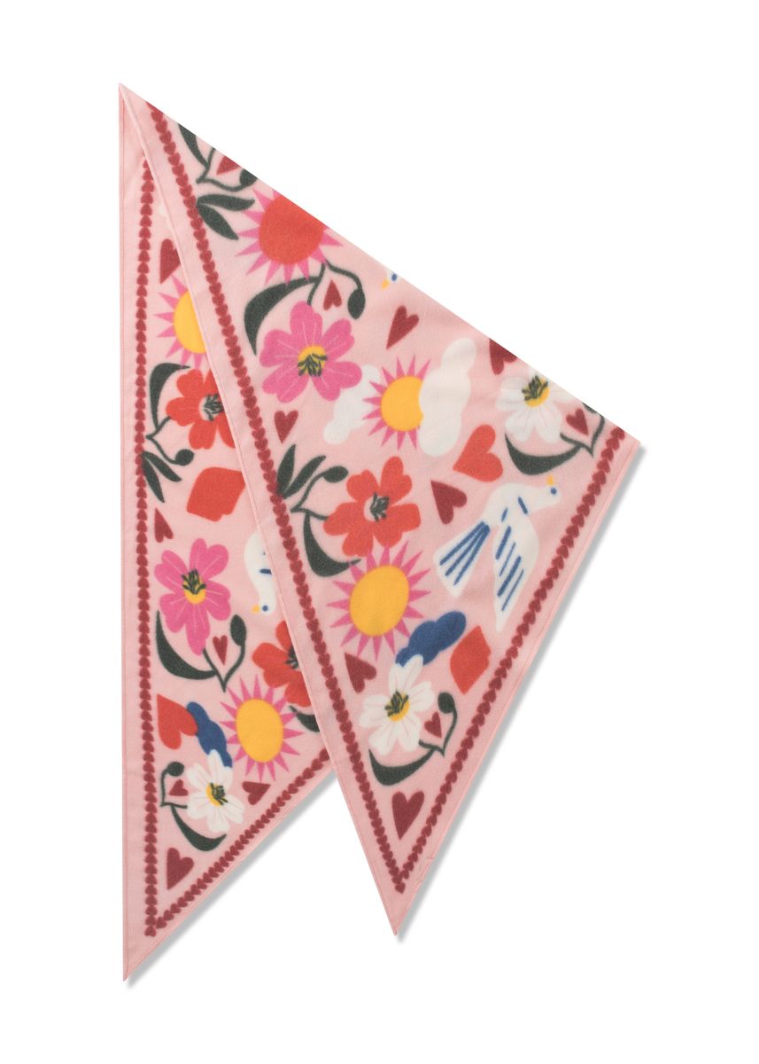 kaschmirweiches Dreieckstuch mit gedrucktem Blumenmuster und BISOU-Schriftzug