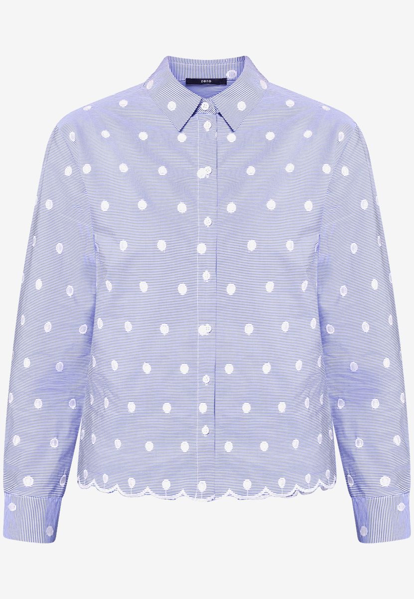 Bluse mit Streifen und Stickerei