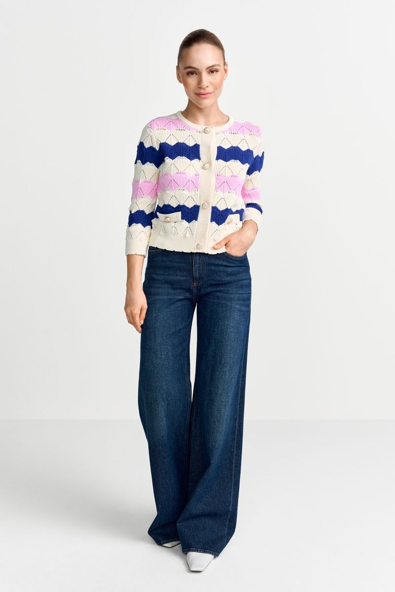 Striped Cardigan Ajour