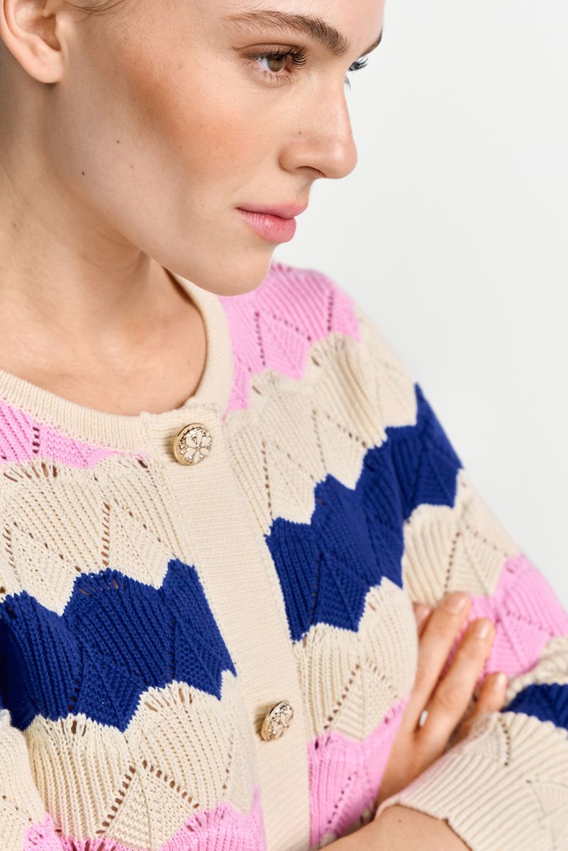 Striped Cardigan Ajour