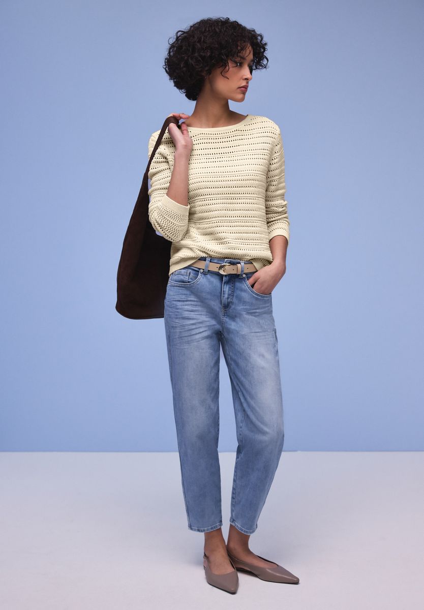 Langarm Pullover mit U-Boot-Ausschnitt