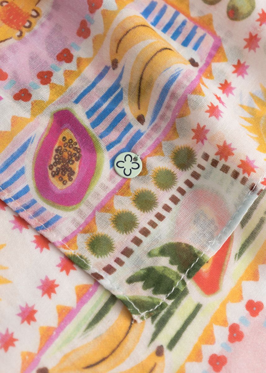 Schal aus feiner Modal-Baumwollmischung mit Sonne-Palmen-Mix