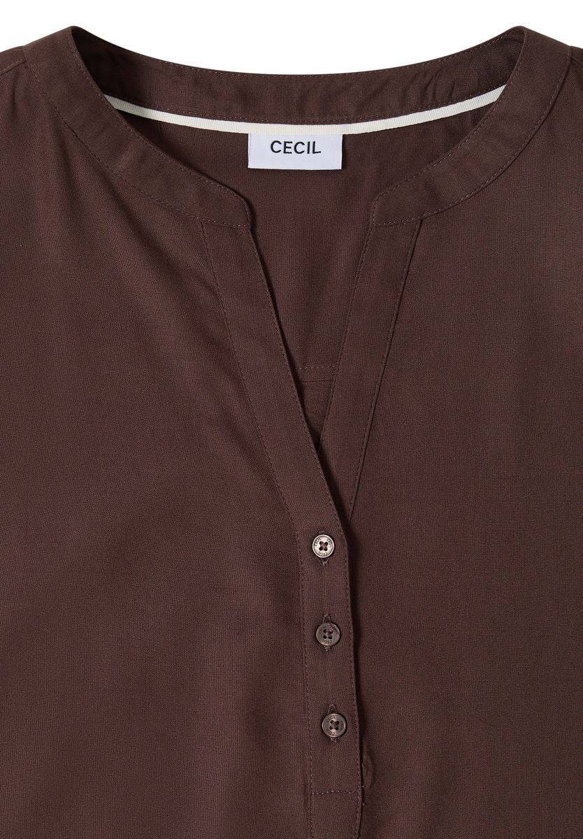 Kurzarm Bluse mit Split Neck