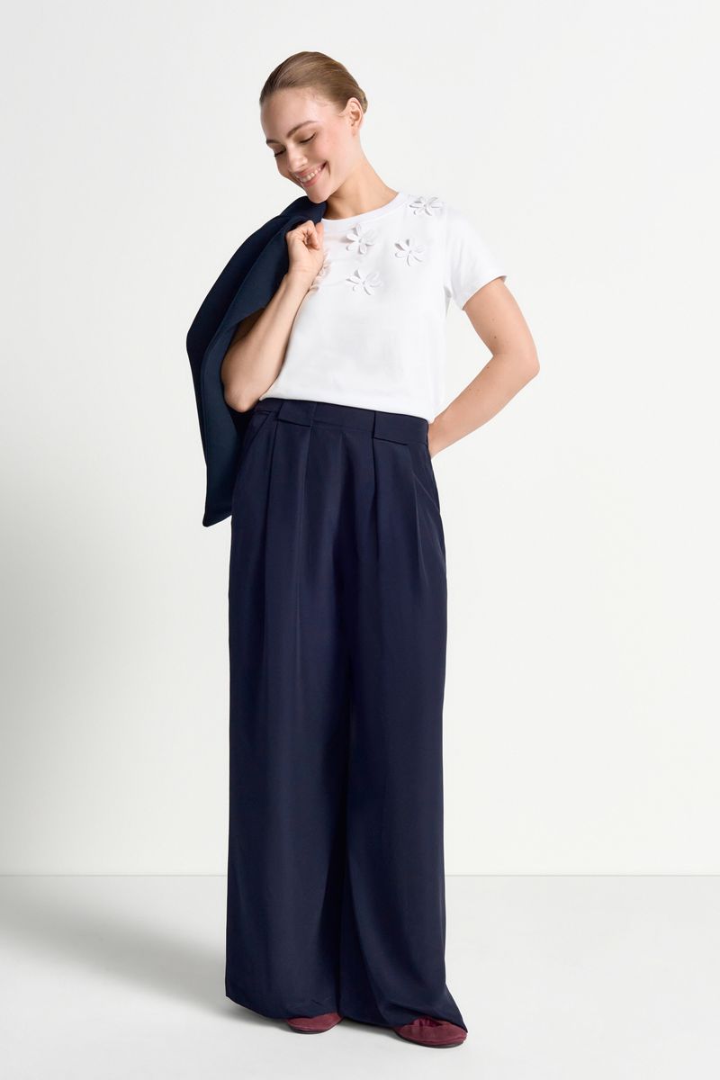 T-Shirt with Flower Application