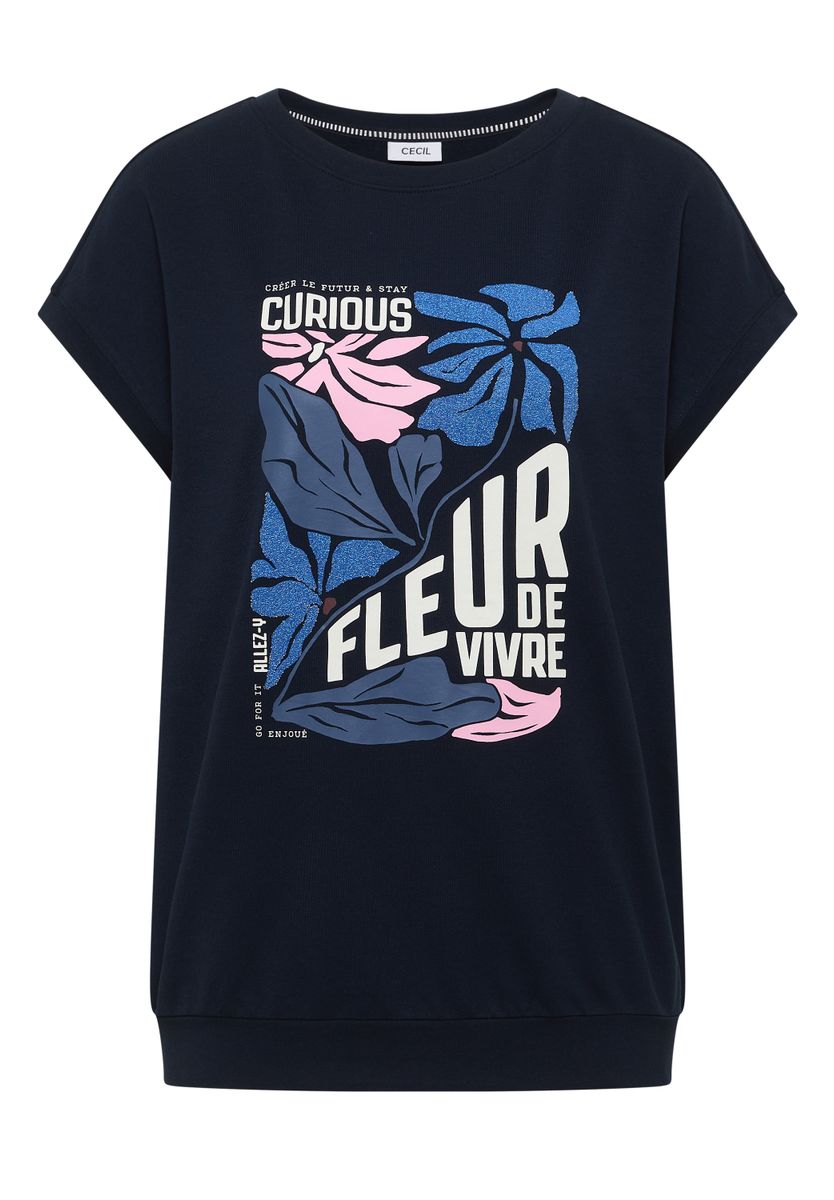 T-Shirt mit Boatneck und Frontprint