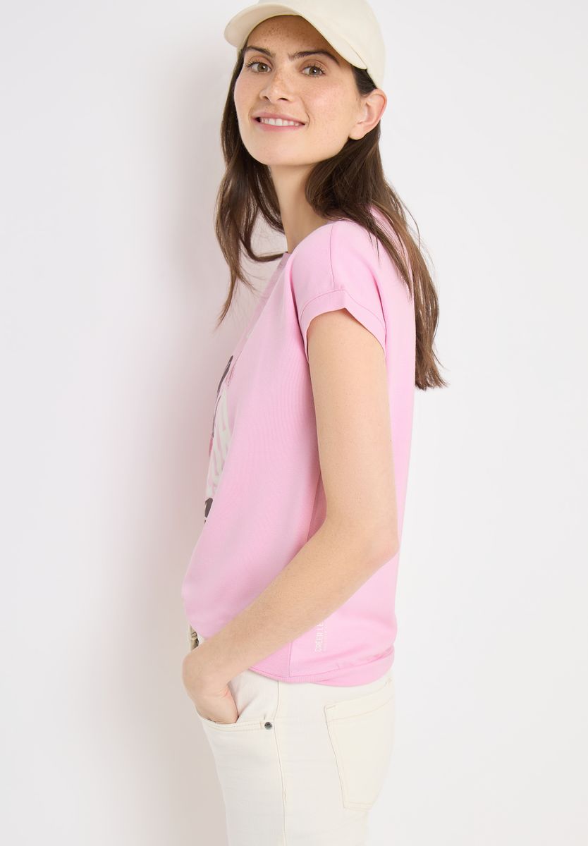 T-Shirt mit Boatneck und Frontprint