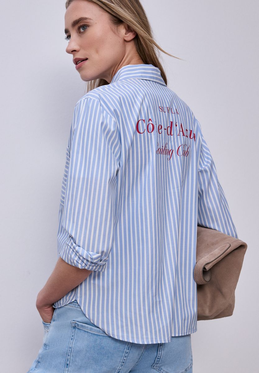Bluse mit Hemdkragen und Backprint