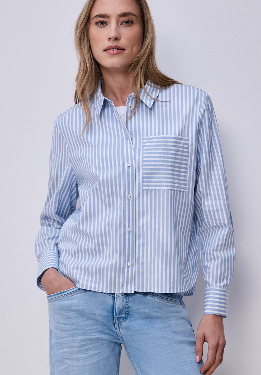 Bluse mit Hemdkragen und Backprint