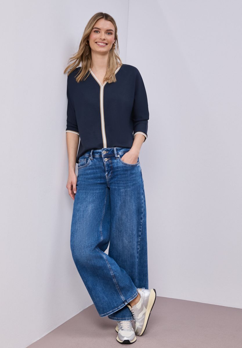 3/4-Arm Shirt mit Kontrastdetail