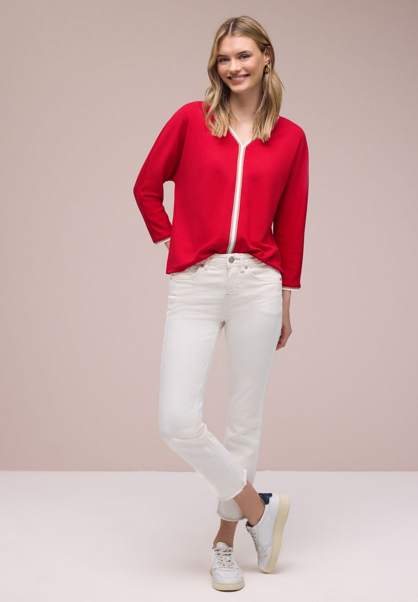 3/4-Arm Shirt mit Kontrastdetail