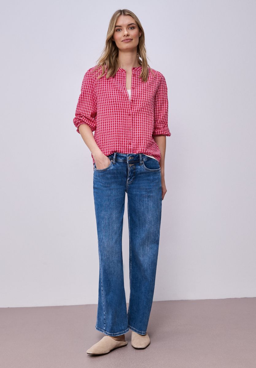 Bluse mit Rundhals und Karomuster