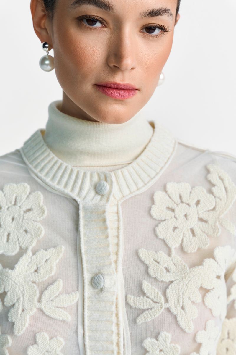 CNK Cardi with Mesh Embro
