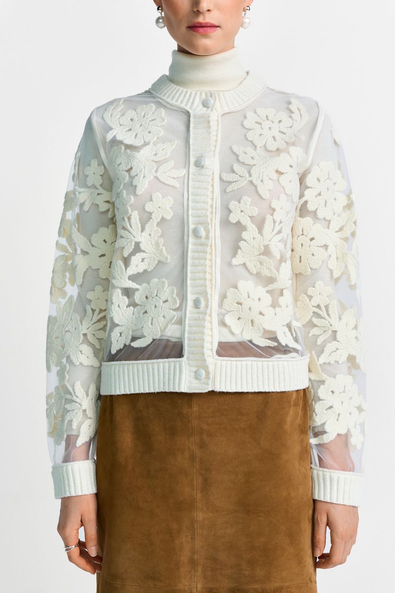 CNK Cardi with Mesh Embro