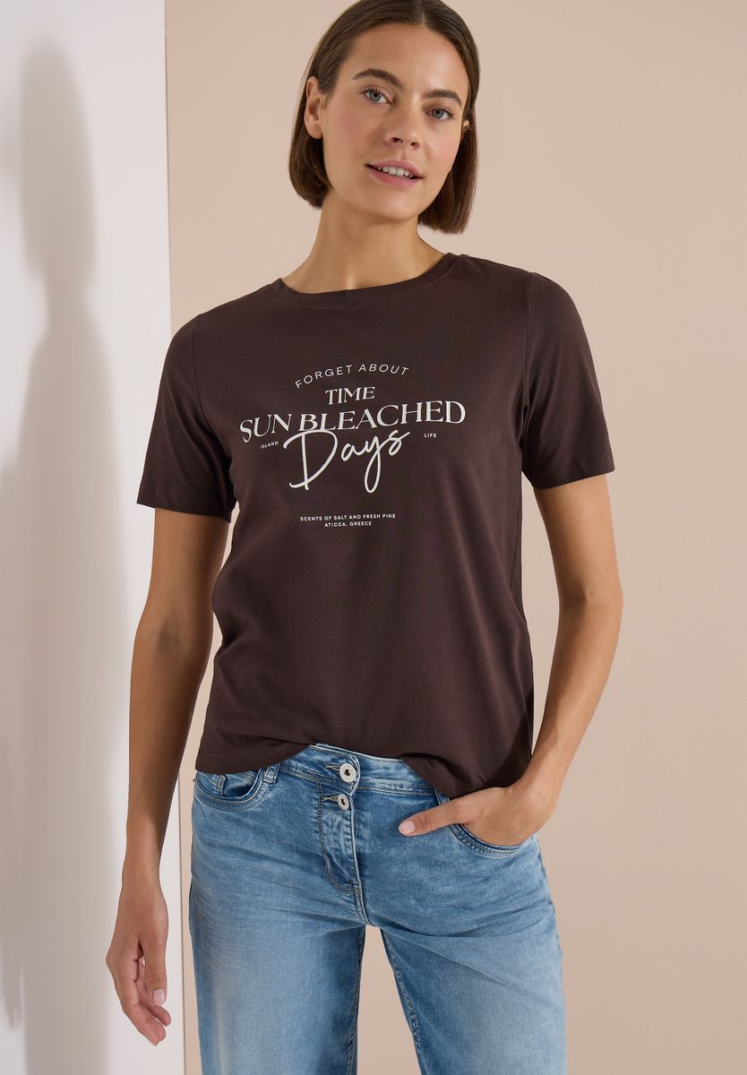 T-Shirt mit Boat Neck und Wording Artwork