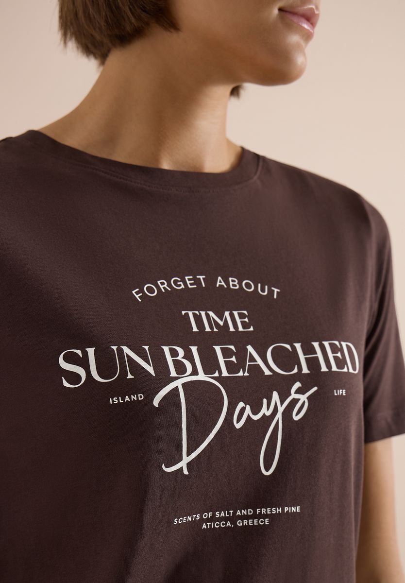 T-Shirt mit Boat Neck und Wording Artwork