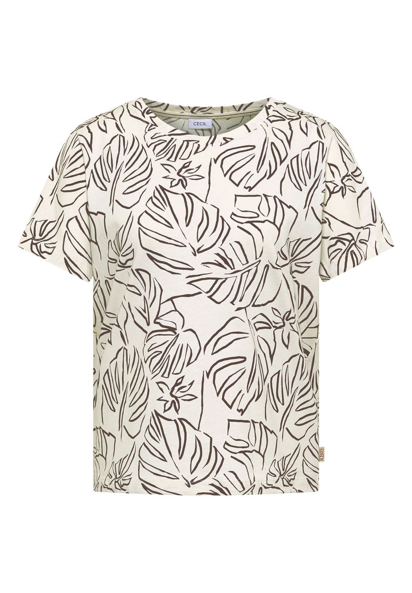 T-Shirt mit Rundhals und Blätterprint