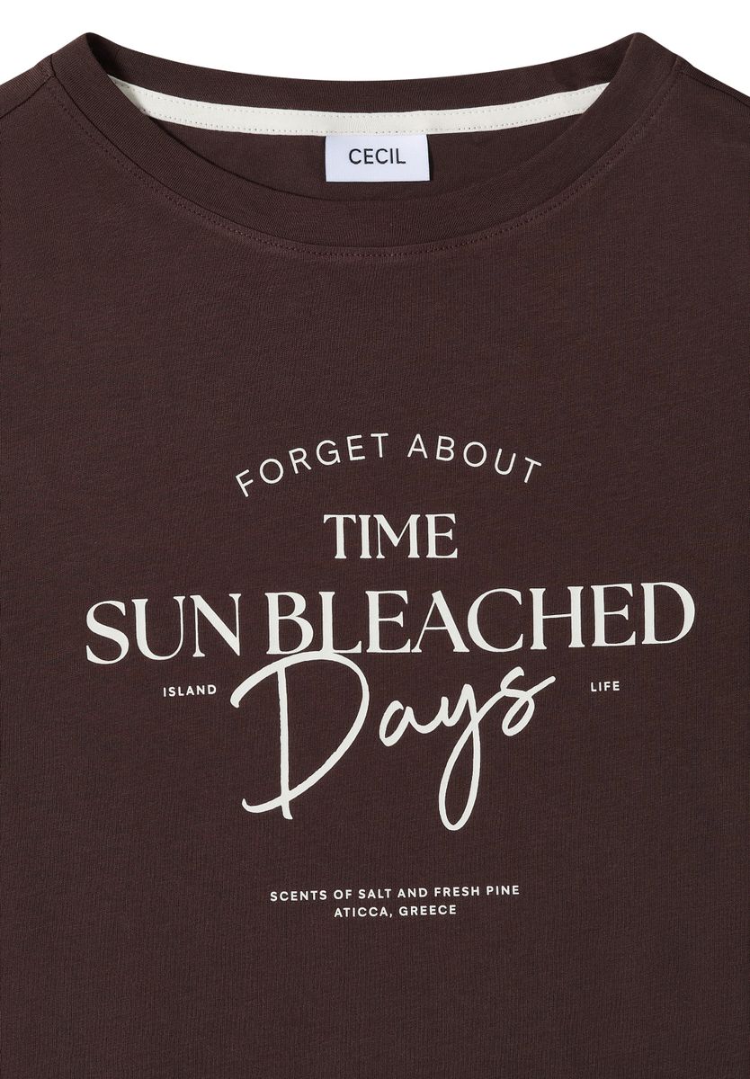 T-Shirt mit Boat Neck und Wording Artwork
