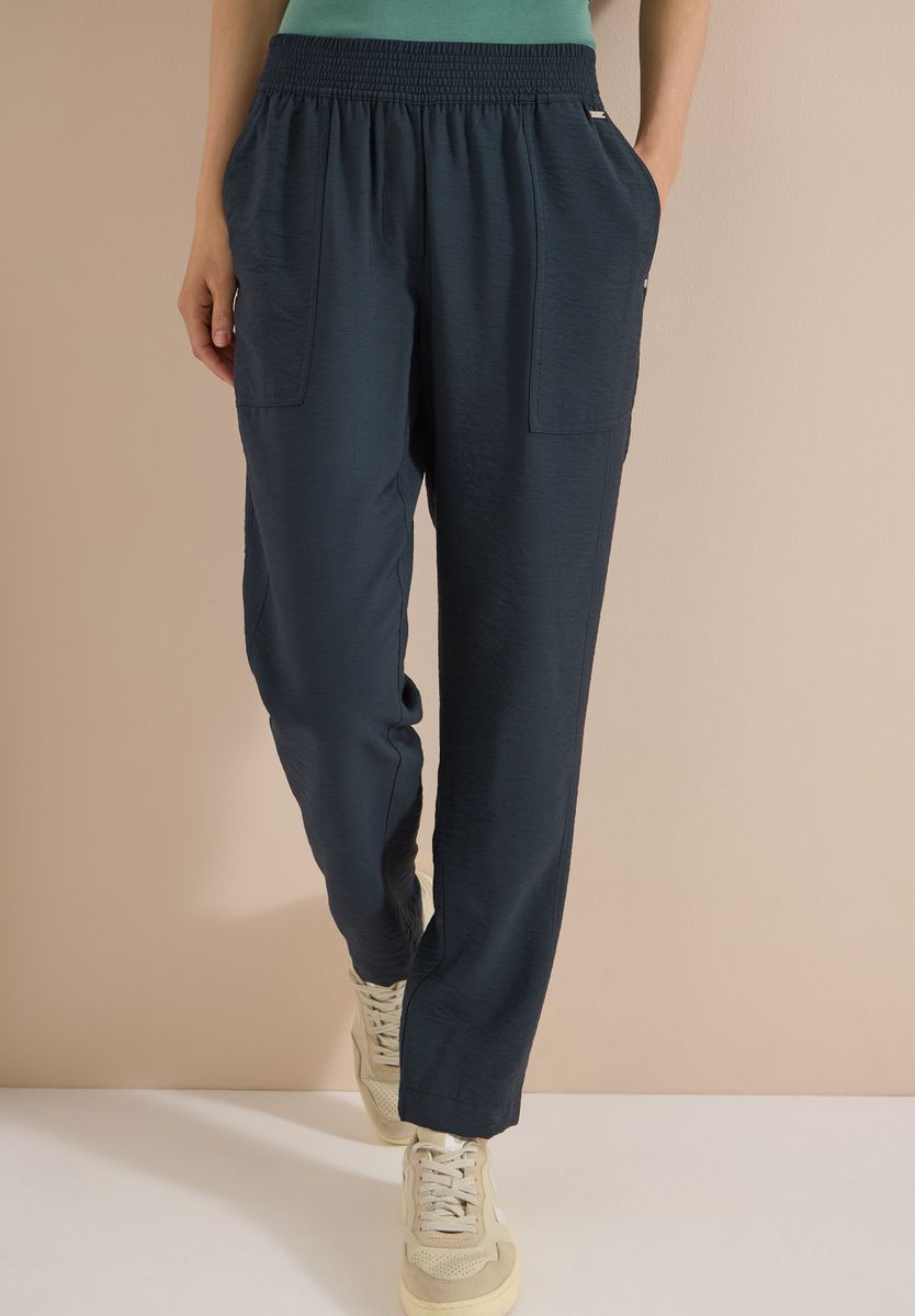 Mid Waist Slim Leg Hose im Loose Fit