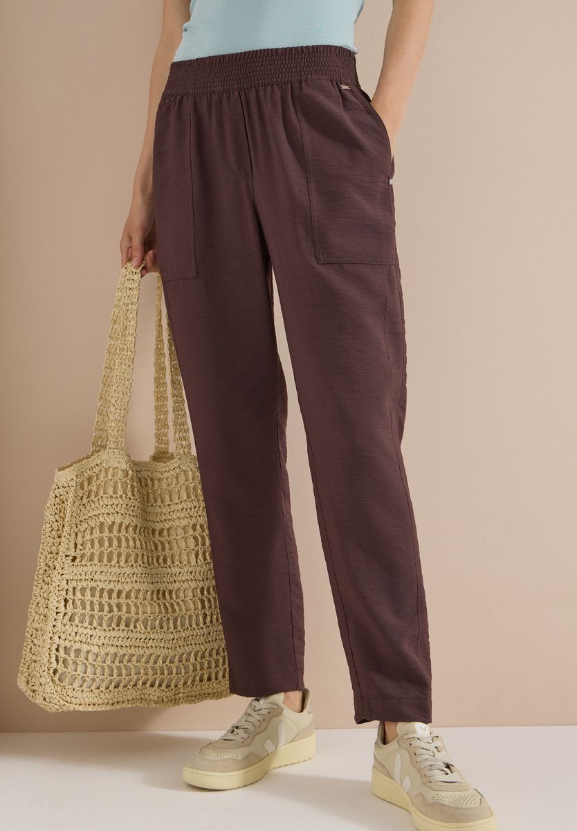 Mid Waist Slim Leg Hose im Loose Fit