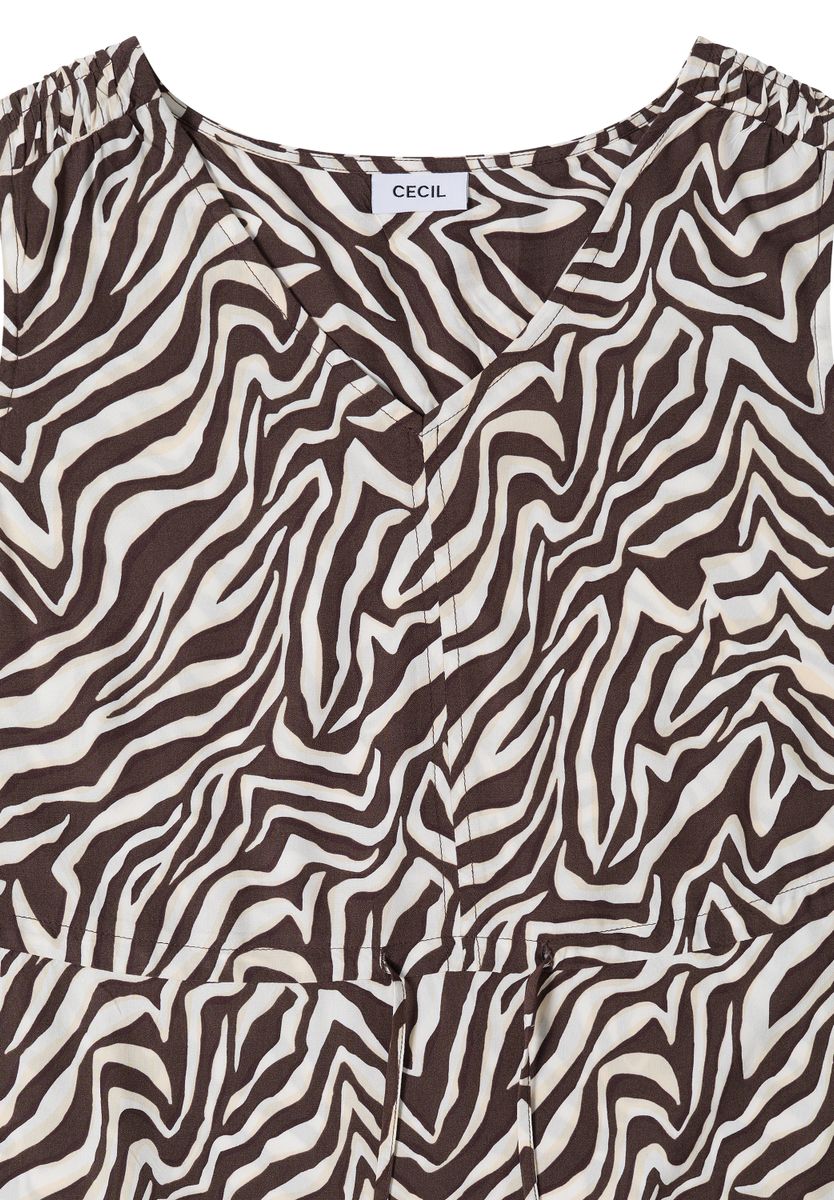 Midikleid mit V-Neck und Zebraprint