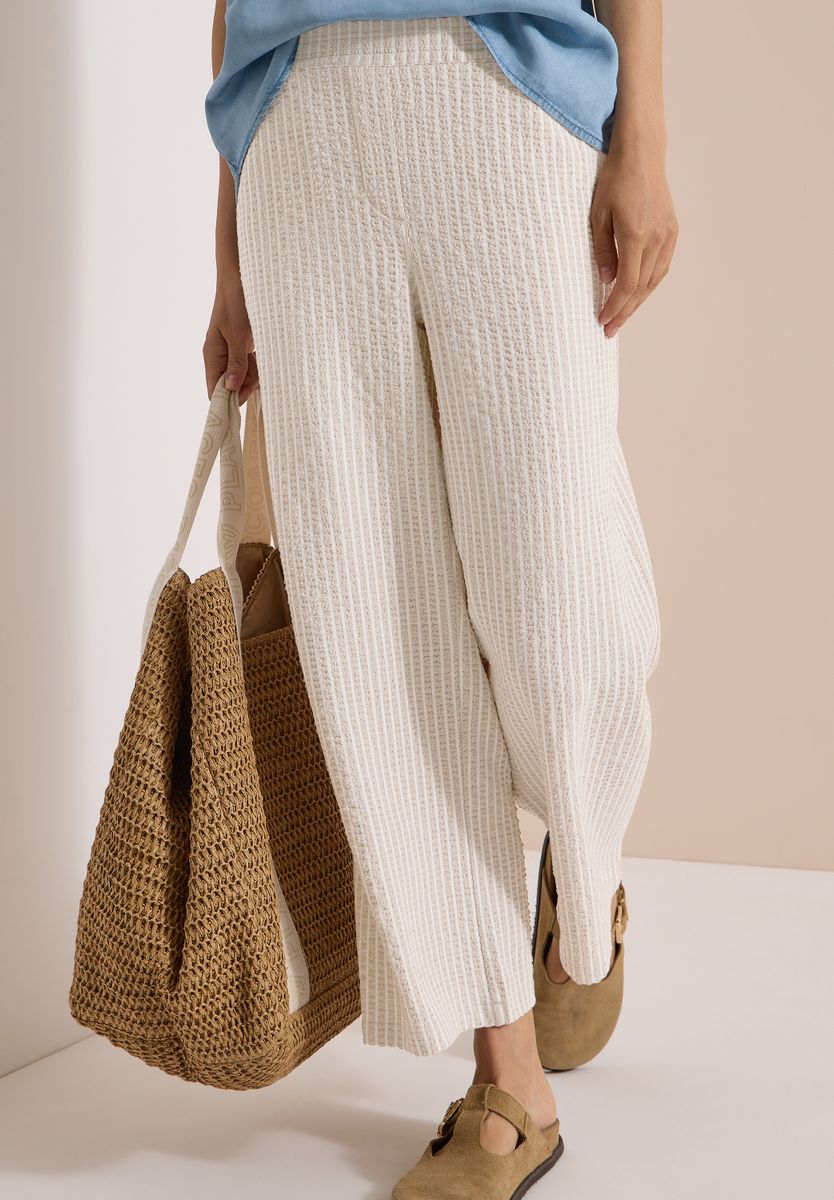 7/8 Wide Leg Hose in Seersucker-Qualität