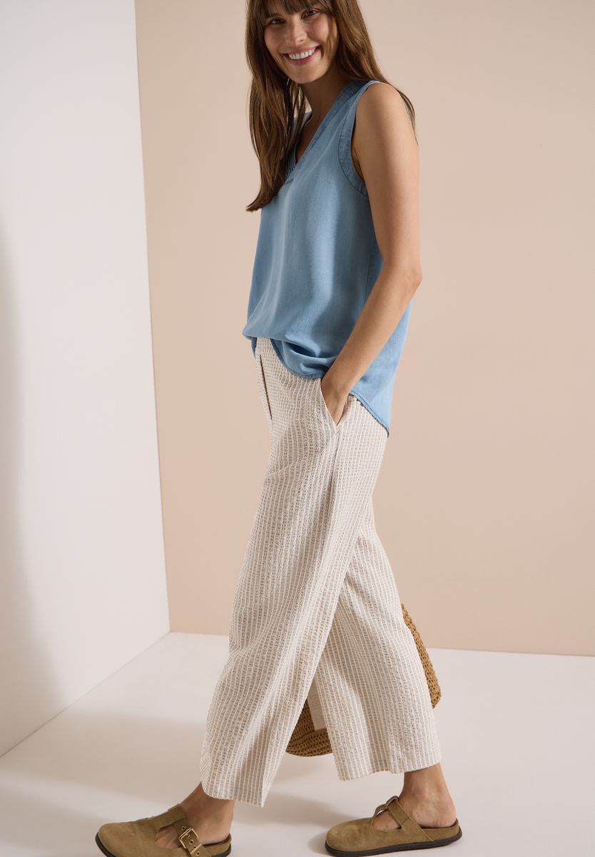 7/8 Wide Leg Hose in Seersucker-Qualität