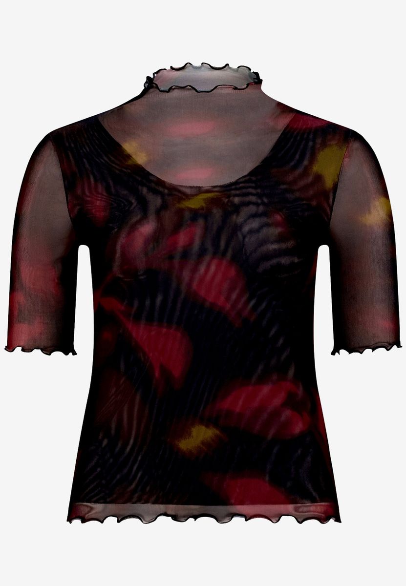 Mesh-Shirt mit Blumen