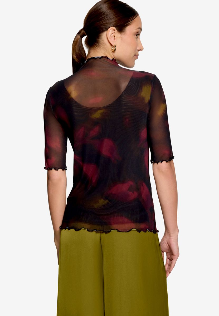 Mesh-Shirt mit Blumen