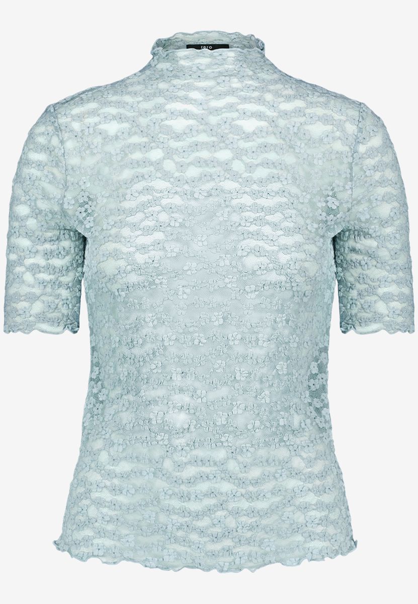 Spitzenshirt mit Stehkragen