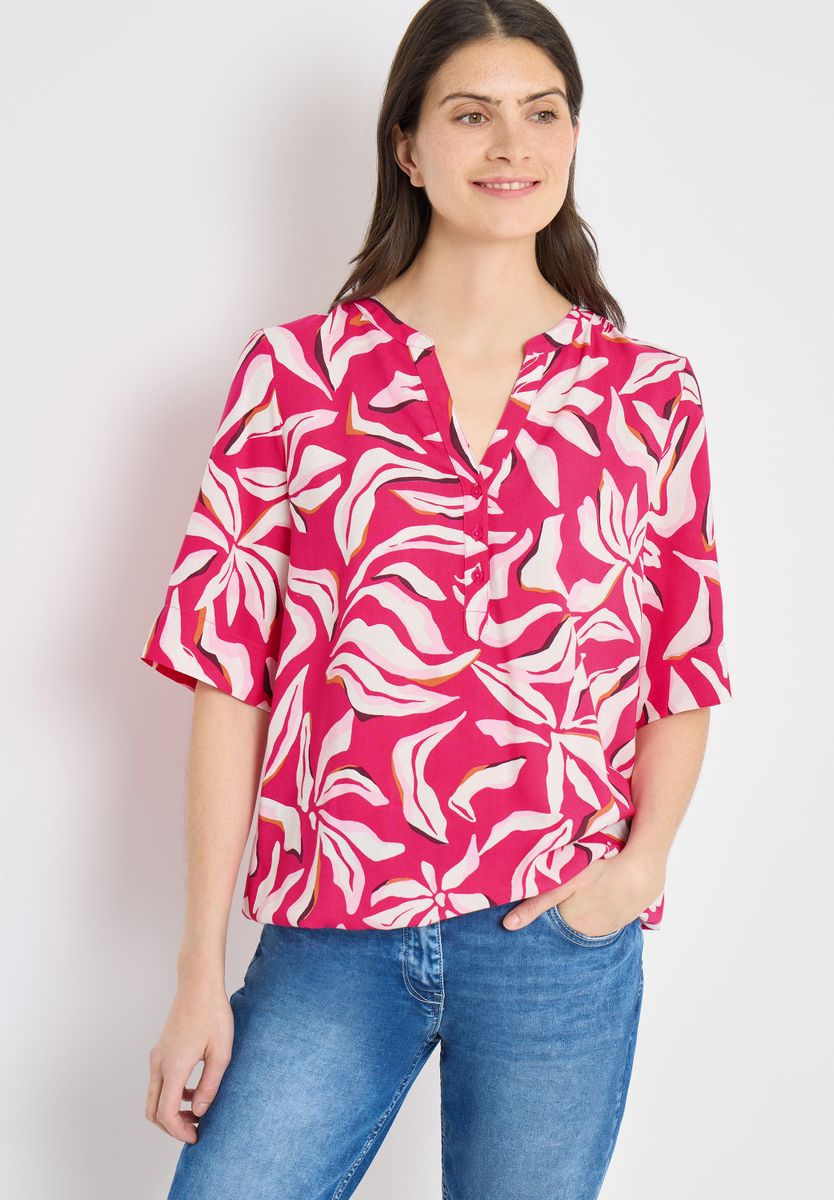 Kurzarm Bluse mit floralem Muster