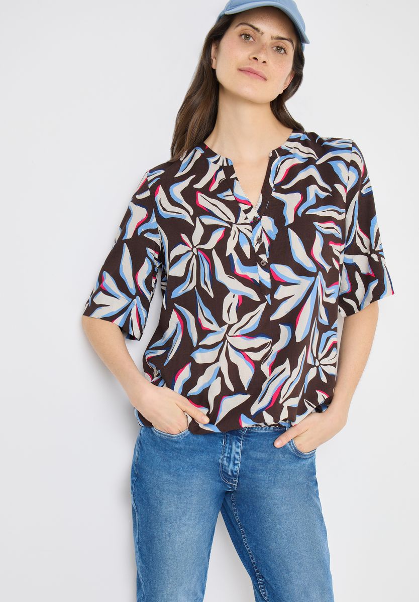 Kurzarm Bluse mit floralem Muster