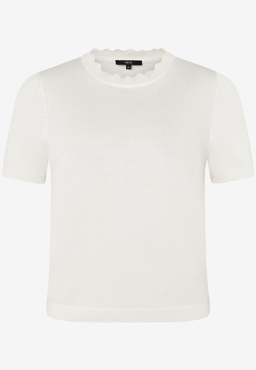 Kurzarmpullover mit Wellensaum