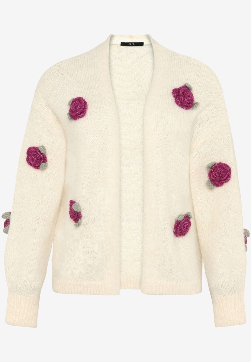 Strickjacke mit bunten 3D Blumen