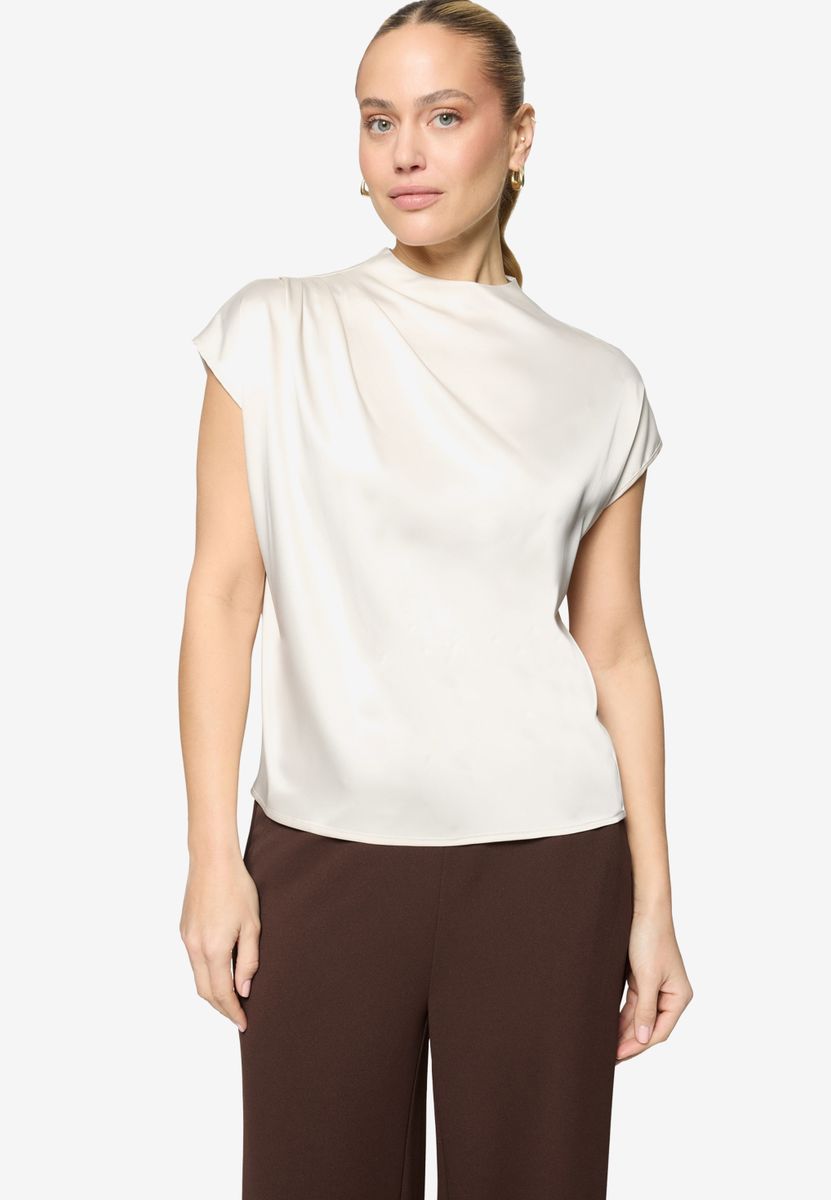 Satinbluse mit Stehkragen