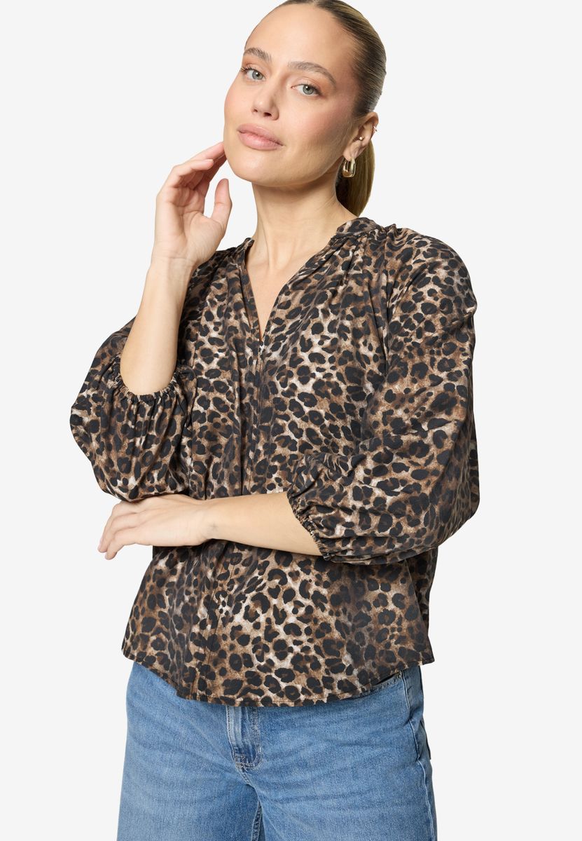 Schlupfbluse mit Leoprint