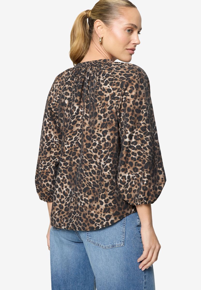 Schlupfbluse mit Leoprint